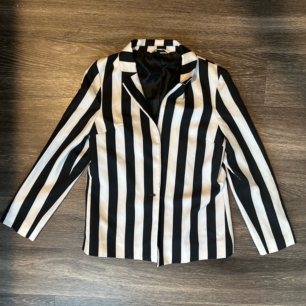 Black and White Striped Women's Jacket